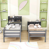 Solid Wood Convertible Twin Over Twin Bunk Beds with Bookcase Headboard