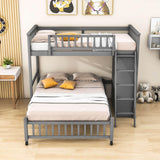 Wooden L-Shaped Twin Over Full Adult Bunk Beds with Storage - [Drawers]