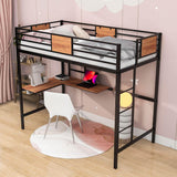 Metal Twin High Loft Bed with Desk and Shelve for Adults Teenagers