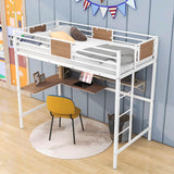 Metal Twin High Loft Bed with Desk and Shelve for Adults Teenagers