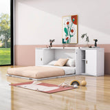 Wooden Modern Smart Floor Cabinet Bed Queen with Shelves - [USB Ports]