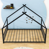 Full Size Metal House Floor Bed for Toddler, Kids