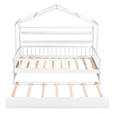 Wood Twin Size Low House Bed Frame with Storage and Twin Trundle Bed