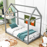 Wooden Twin Size Low to Floor Toddler House Bed Frame