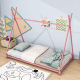 Metal Teepee-Shaped Montessori Bed Frame for Kids, Toddler - [Low to Floor]