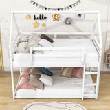 Montessori Wood House Twin over Twin Loft Bunk Bed for Kids, Toddler - [Low]