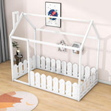 Twin Toddler Floor House Bed Frame with Rails - [Without Slats]