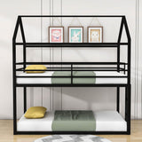 Low Twin Over Twin House Bunk Beds for Kids Toddler - Metal