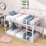 Metal Low Twin Over Twin House Loft Bunk Beds with for Kids, Toddler