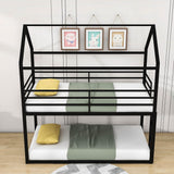 Low Twin Over Twin House Bunk Beds for Kids Toddler - Metal