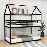 Low Twin Over Twin House Bunk Beds for Kids Toddler - Metal