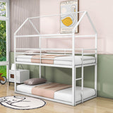 Low Twin Over Twin House Bunk Beds for Kids Toddler - Metal