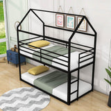 Low Twin Over Twin House Bunk Beds for Kids Toddler - Metal