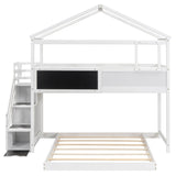 Low Twin Over Full House L-Shaped Bunk Beds for Toddler, Kids - [Floor]