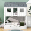 Modern Twin Over Twin House Bunk Beds with Trundle for Kids - [Wooden]