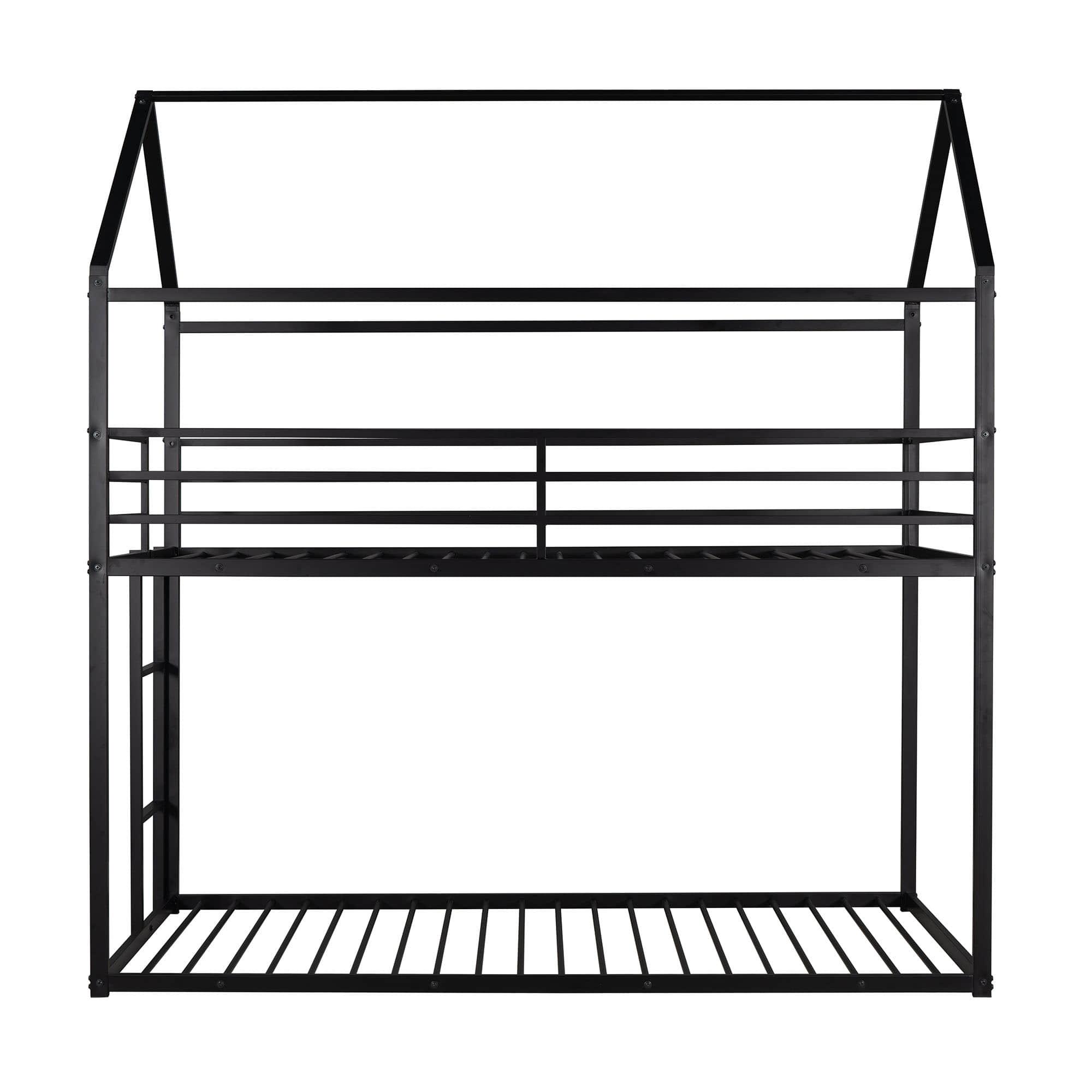 Low Twin Over Twin House Bunk Beds for Kids Toddler - Metal