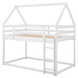 Montessori Wood House Twin over Twin Loft Bunk Bed for Kids, Toddler - [Low]