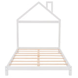 Low Full Size Wooden Toddler Bed with House-Shaped Headboard