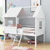 Low Twin Loft House Bed for Kids, Toddler - [Wood, Fun]