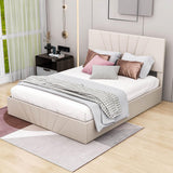 Upholstered Queen Size Platform Bed with Headboard and Hydraulic Storage System