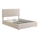 Upholstered Full Size Platform Bed with Headboard and Hydraulic Storage System