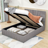 Upholstered Full Size Platform Bed with Headboard and Hydraulic Storage System