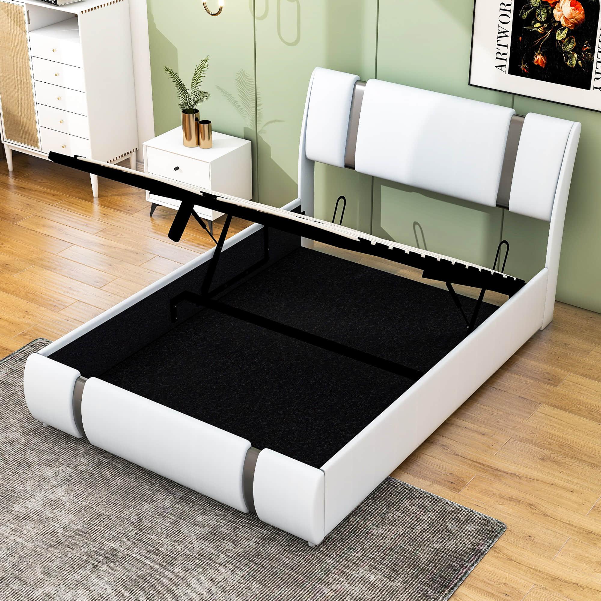 PU Leather Full Size Upholstered Platform Storage Bed - [Hydraulic System]