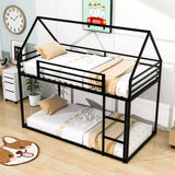 Metal Low Twin Over Twin House Loft Bunk Beds with for Kids, Toddler