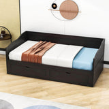 Wood Twin to King Extendable Daybed with Trundle and Storage Drawers