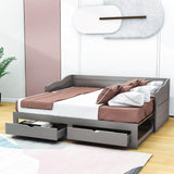 Wood Twin to King Extendable Daybed with Trundle and Storage Drawers