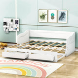 Wood Twin to King Extendable Daybed with Trundle and Storage Drawers