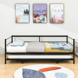 Convertible Metal Twin Daybed with Pop Up Trundle Bed