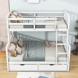 Wooden Classic Twin Over Full Bunk Bed with Ladder and Storage Drawers