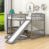 Low Twin Loft Bed with Slide for Kids - [Wood, Interchangeable]