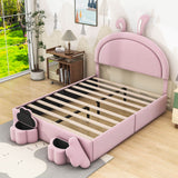 Full Size Velvet Upholstered Princess Platform Bed Frame with Headboard