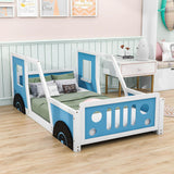 Wooden Jeep Car-Shaped Twin Bed Frame for Kids, Toddler - [Floor Bed]