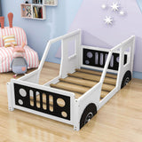 Wooden Jeep Car-Shaped Twin Bed Frame for Kids, Toddler - [Floor Bed]