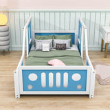 Wooden Jeep Car-Shaped Twin Bed Frame for Kids, Toddler - [Floor Bed]