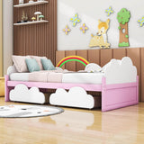 Wood Kids Twin Bed Frame with Under Bed Storage Drawers