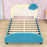 Modern Velvet Full Size Upholstered Bed Frame with Headboard and Light