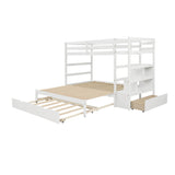 Twin Over Twin/King Convertible Bunk Beds with Stairs and Trundle