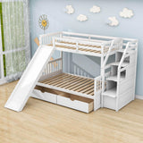 Twin Over Full Bunk Beds with Slide and Stairs, Storage for Kids - [Drawers, Cabinet]