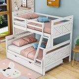 Modern Twin Over Full Bunk Beds with Trundle for Kids, Adults - [Wooden, Convertible]