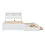 Full Platform Bed Frame with Twin Trundle and Storage Headboard, USB