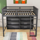 Full Size Loft Bed with Large Open Storage Shelves for Adults, Kids