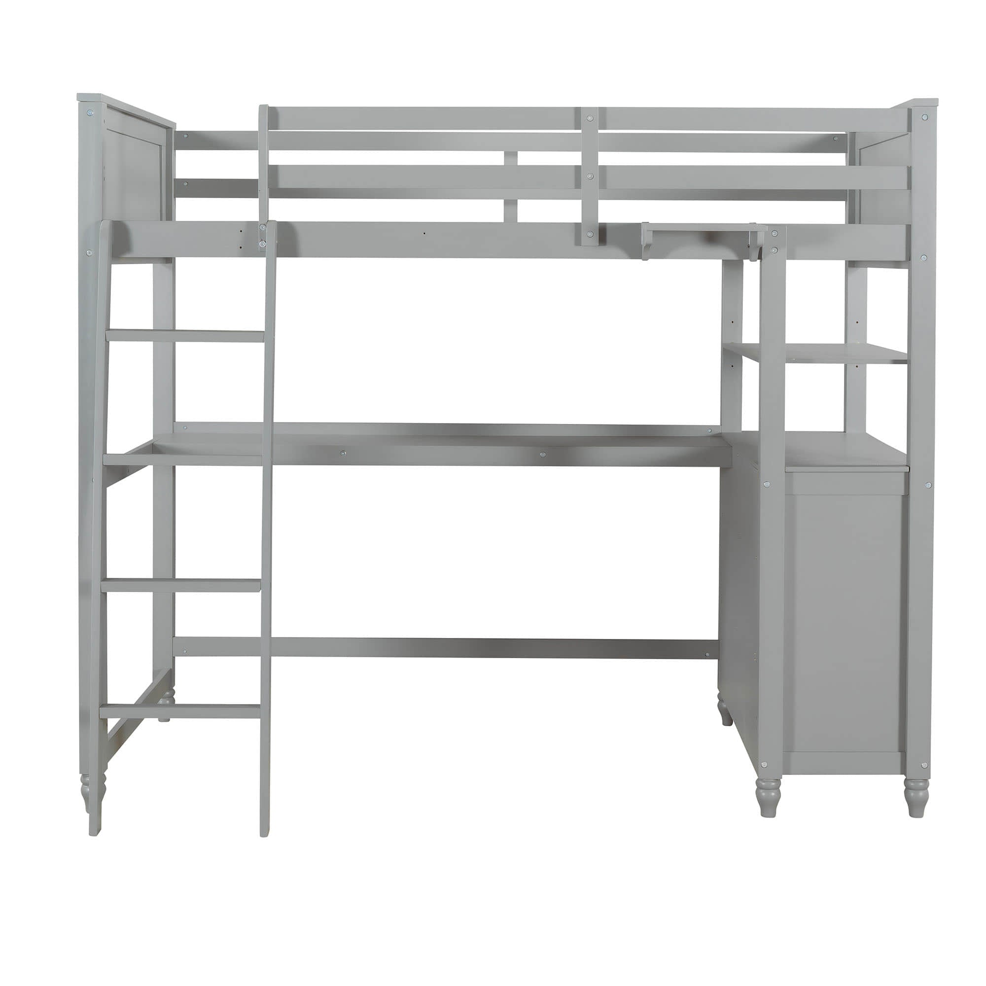 Twin Size Convertible Loft Bed with Desk and Storage - [Dresser, Shelves]