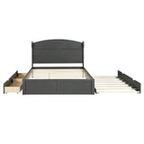 Wooden Queen Size Platform Bed with Twin Trundle Bed and Storage - [Headboard]