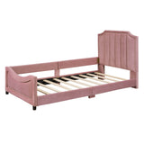 Cute Twin Low Profile Upholstered Toddler Nursery Bed with Rails