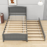 Twin Platform Bed Frame with Twin Trundle and Headboard