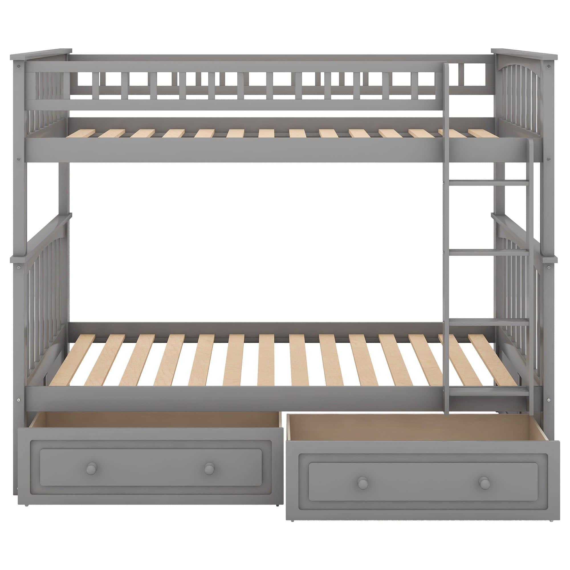 Convertible Twin Over Twin Bunk Beds with Storage Drawers - [Wooden]